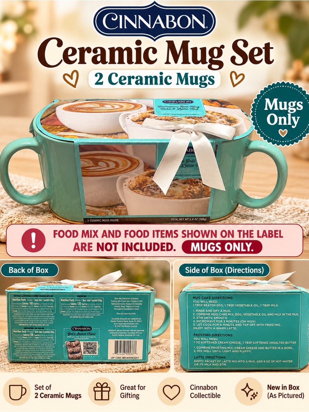 Ceramic Mug Set - Teal (Set of 2)